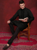 Jompers Men's Sequins Embroidered Kurta - Olive