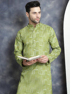Jompers Men's Printed Kurta - Olive