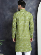 Jompers Men's Printed Kurta - Olive