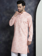 Jompers Men's Printed Kurta - Peach