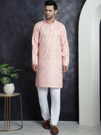 Jompers Men's Printed Kurta - Peach