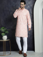 Jompers Men's Printed Kurta - Peach