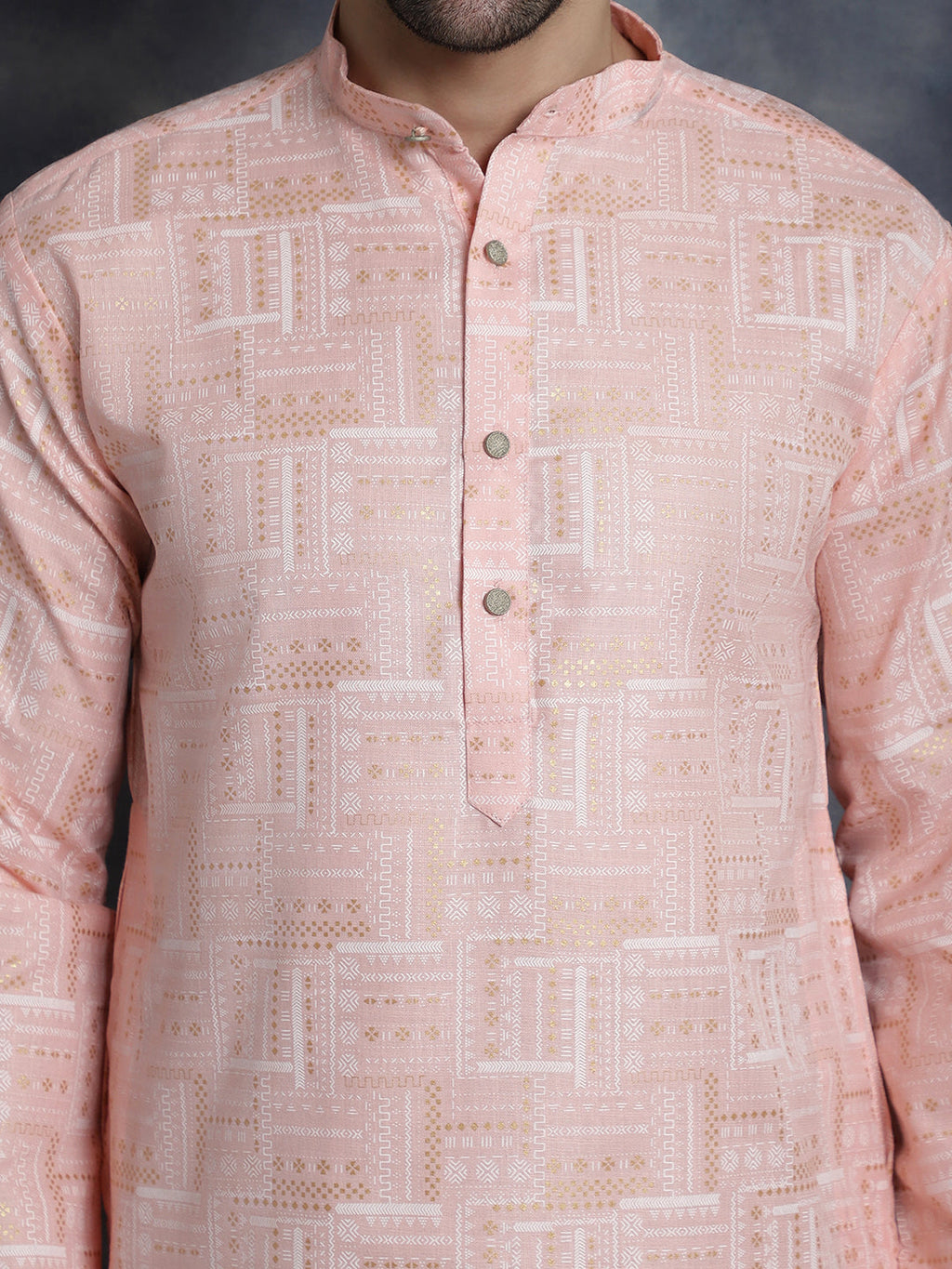 Jompers Men's Printed Kurta - Peach