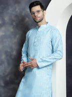 Jompers Men's Printed Kurta - Sky Blue