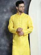 Jompers Men's Printed Kurta - Yellow