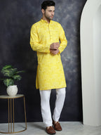 Jompers Men's Printed Kurta - Yellow
