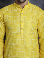 Jompers Men's Printed Kurta - Yellow