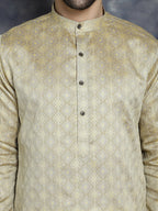 Jompers Men's Beige Woven Design Kurta - Beige