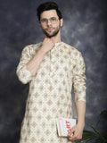 Jompers Men's Golden Foil Printed Kurta - Golden