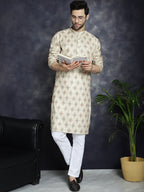 Jompers Men's Golden Foil Printed Kurta - Golden
