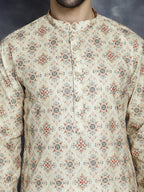 Jompers Men's Golden Foil Printed Kurta - Golden