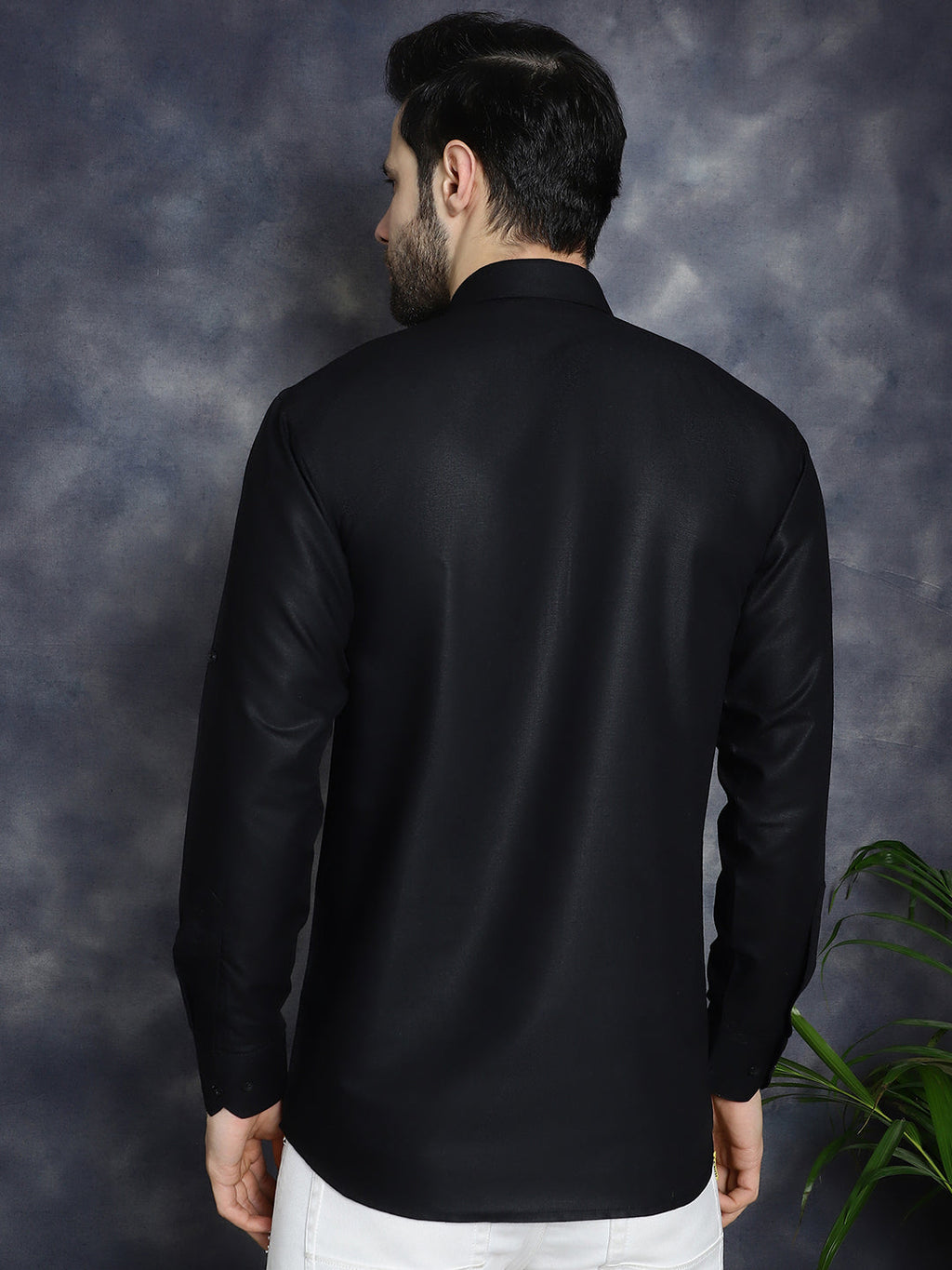 Jompers Men's Black Solid Short Kurta