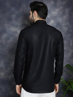 Jompers Men's Black Solid Short Kurta