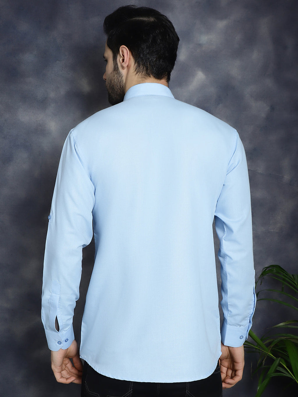 Jompers Men's Light Blue Solid Short Kurta