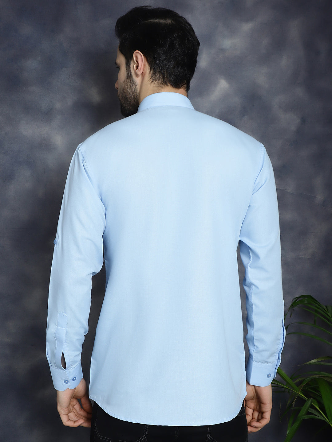 Jompers Men's Light Blue Solid Short Kurta
