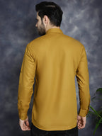 Jompers Men's Mustard Solid Short Kurta