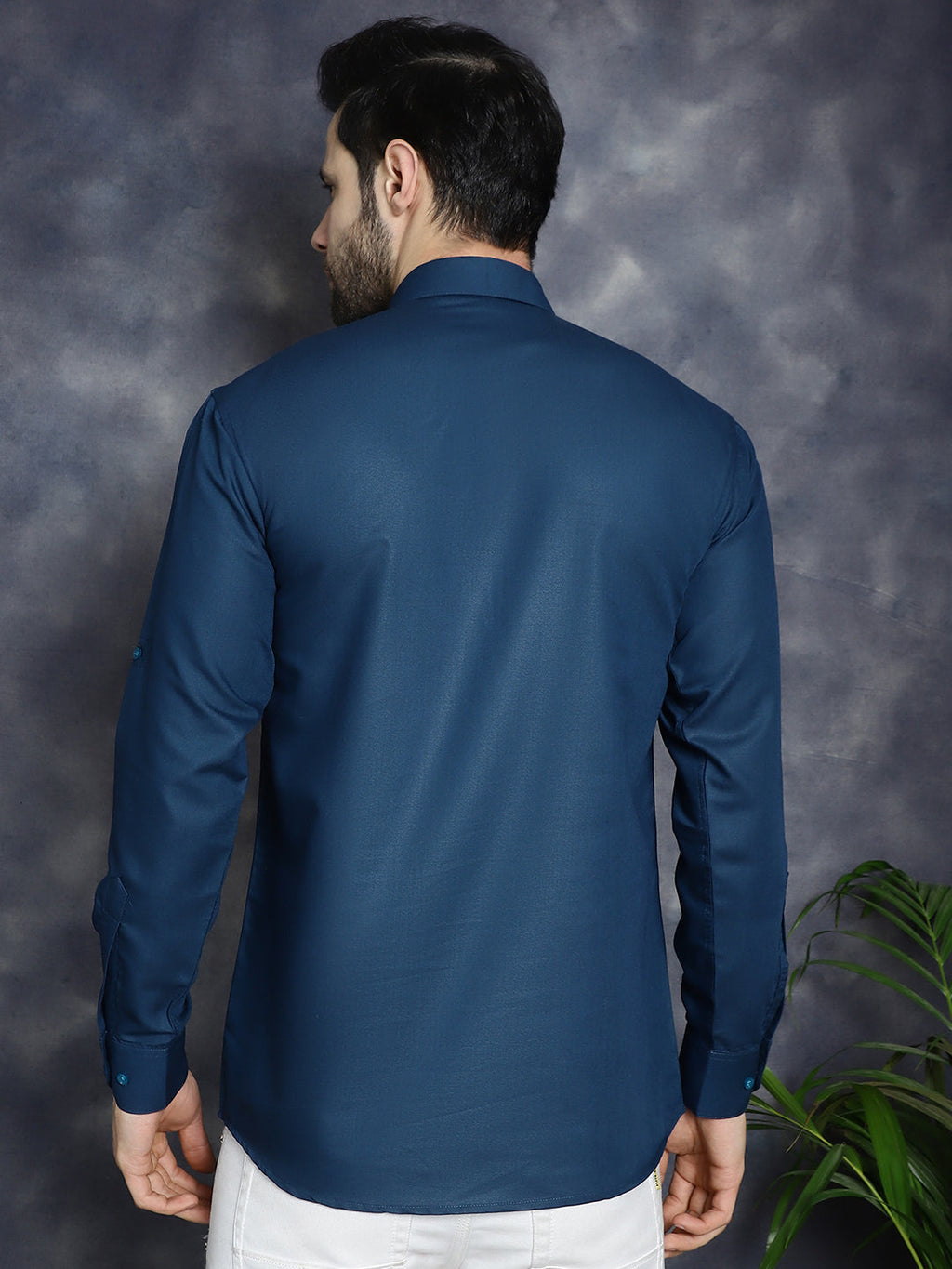 Jompers Men's Teal Blue Solid Short Kurta