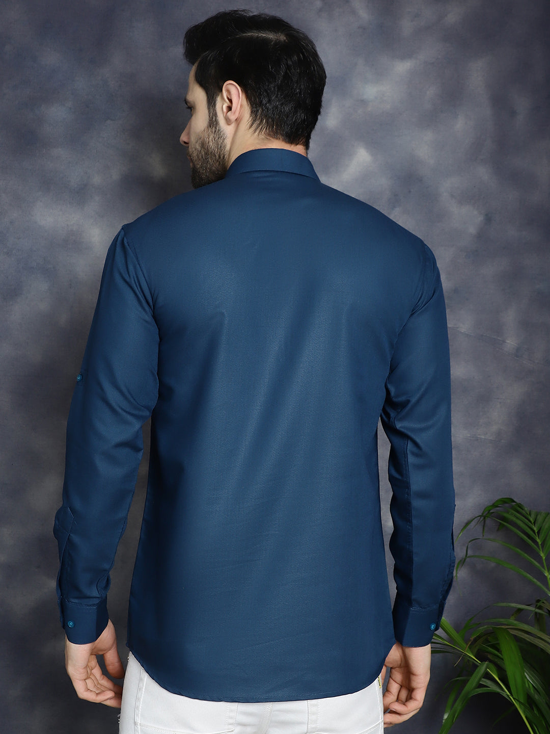 Jompers Men's Teal Blue Solid Short Kurta