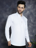 Jompers Men's White Solid Short Kurta