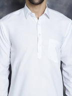 Jompers Men's White Solid Short Kurta