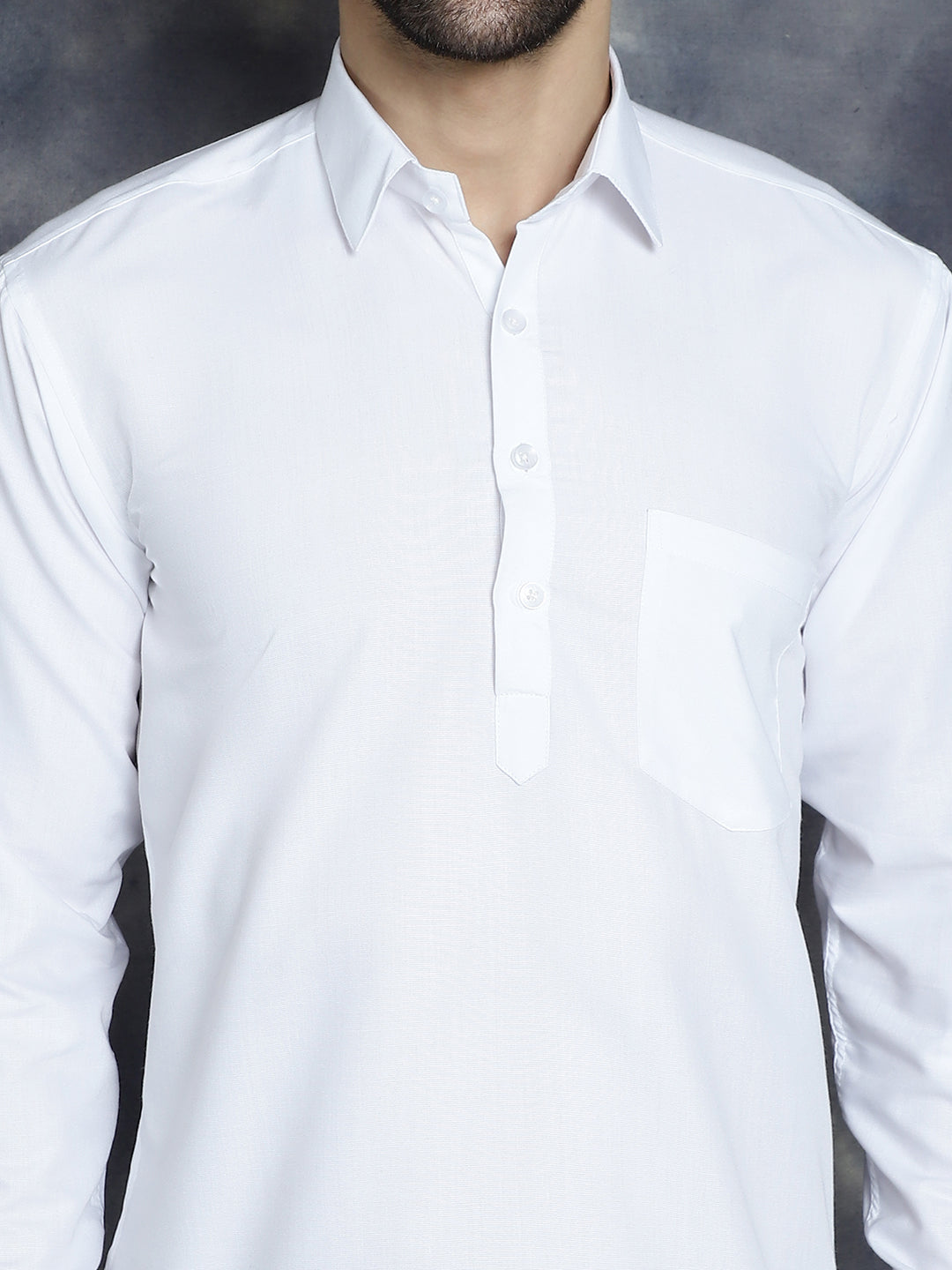 Jompers Men's White Solid Short Kurta
