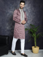 Jompers Men's Sequins Embroidered Kurta - Megenta