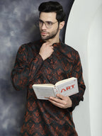Jompers Men's Bronze Silk Blend Straight Kurta - Bronze