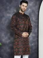 Jompers Men's Bronze Silk Blend Straight Kurta - Bronze