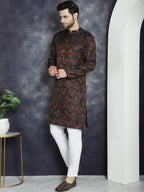 Jompers Men's Bronze Silk Blend Straight Kurta - Bronze