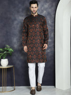 Jompers Men's Bronze Silk Blend Straight Kurta - Bronze
