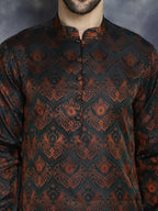 Jompers Men's Bronze Silk Blend Straight Kurta - Bronze