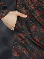Jompers Men's Bronze Silk Blend Straight Kurta - Bronze