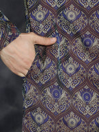 Jompers Men's Purple Silk Blend Straight Kurta - Purple