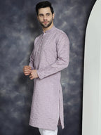 Jompers Men's Sequins Embroidered Kurta - Purple