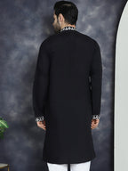 Jompers Men's Embroidered Kurta - Black