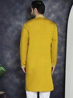 Jompers Men's Embroidered Kurta - Mustard