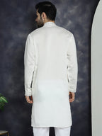 Jompers Men's Embroidered Kurta - White