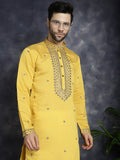 Jompers Men's Sequins Embroidered Kurta - Yellow