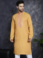 Jompers Men's Sequins Embroidered Kurta - Orange