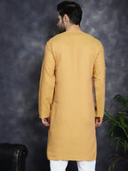 Jompers Men's Sequins Embroidered Kurta - Orange