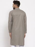 Jompers Men's Grey & White Solid Kurta Only