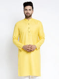 Jompers Men's Lemon & White Solid Kurta Only