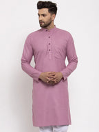 Jompers Men's Magenta & White Solid Kurta Only