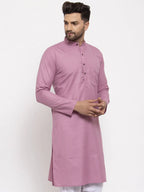 Jompers Men's Magenta & White Solid Kurta Only