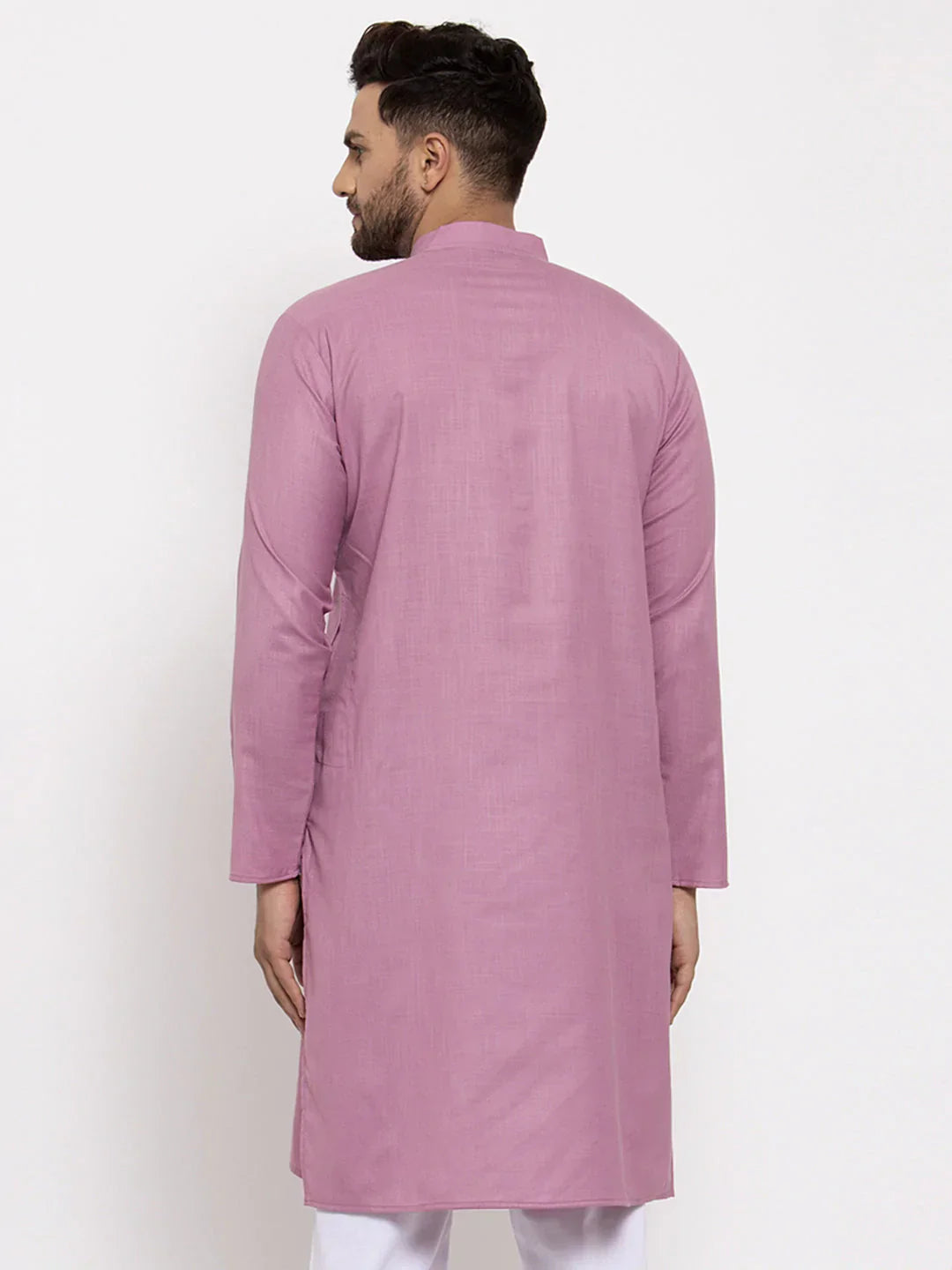 Jompers Men's Magenta & White Solid Kurta Only