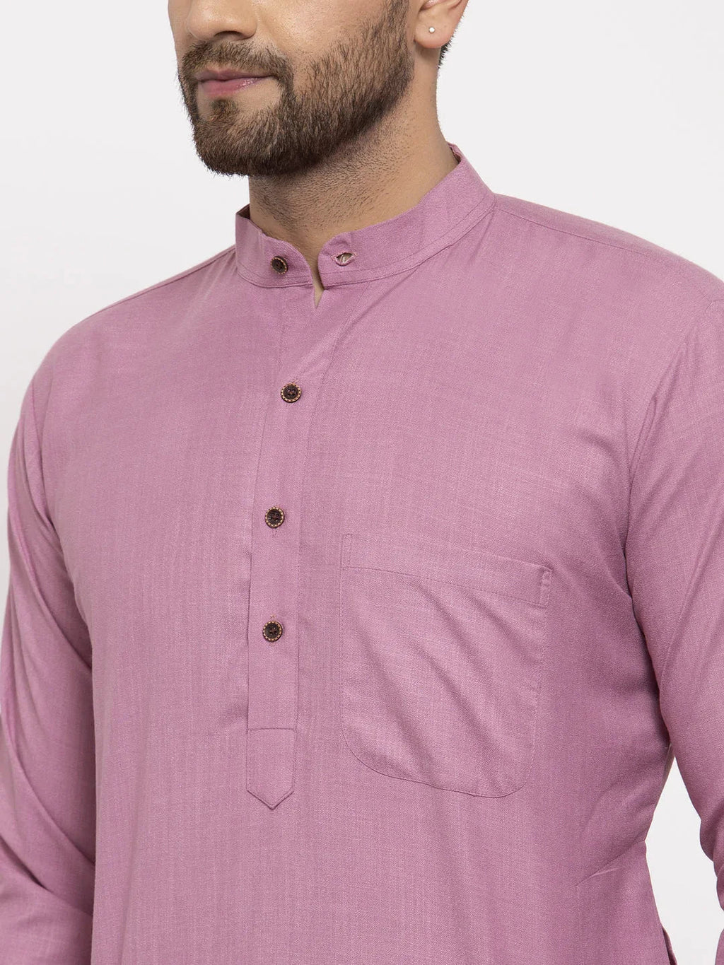 Jompers Men's Magenta & White Solid Kurta Only