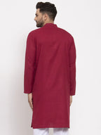 Jompers Men's Maroon & White Solid Kurta Only