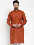 Jompers Men's Brown Chikan Kurta Only
