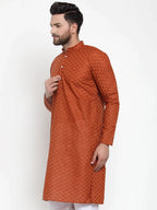 Jompers Men's Brown Chikan Kurta Only