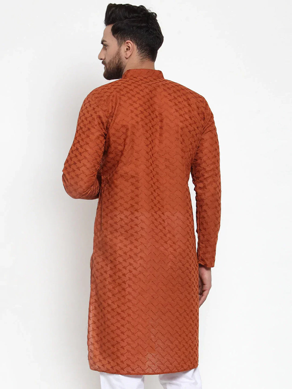 Jompers Men's Brown Chikan Kurta Only